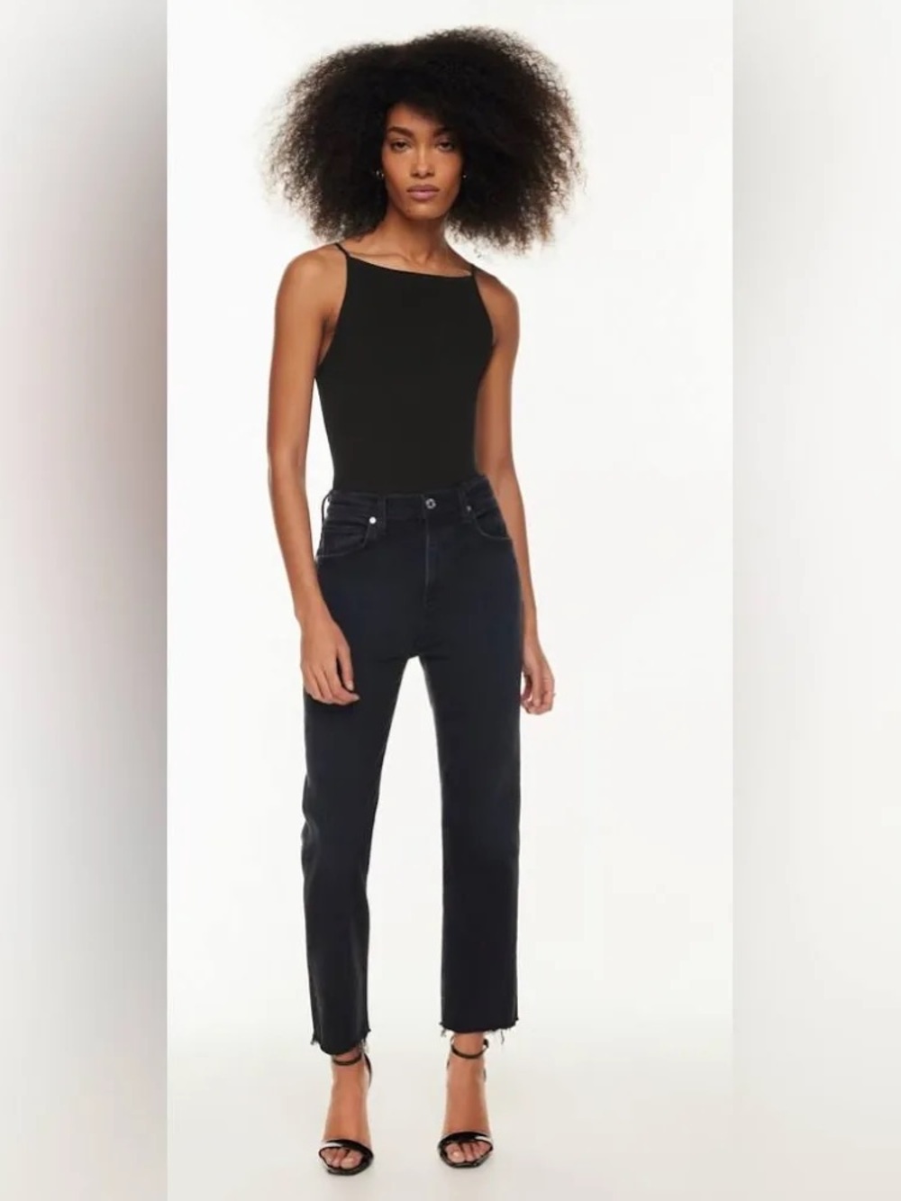 Citizens of Humanity Daphne High Rise Straight Crop Jeans Size 25 Black
